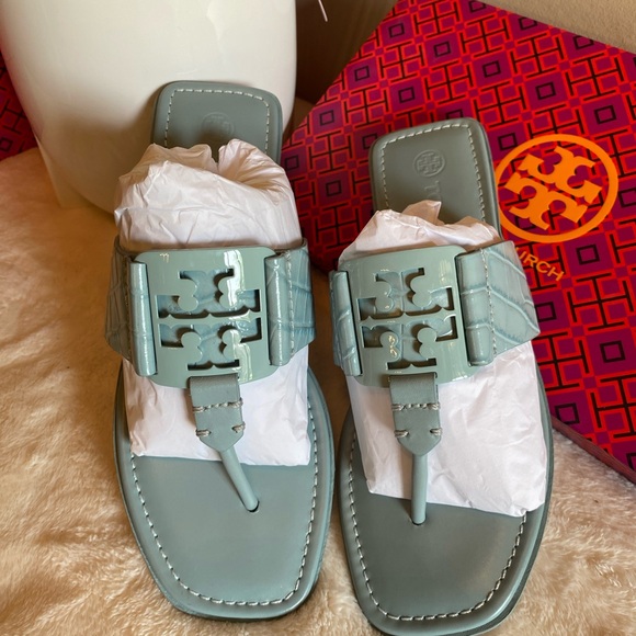 Tory Burch Georgia Sandal Soft Croco Emboss - Picture 3 of 7